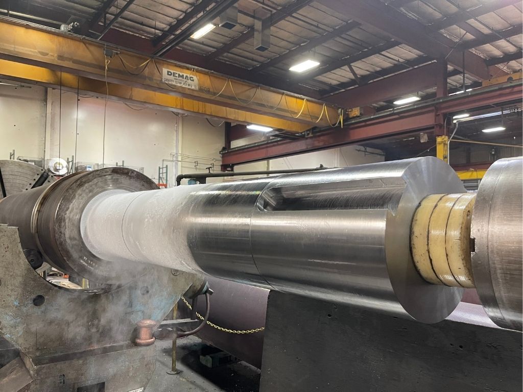 installed new manufactured shaft for plate roller